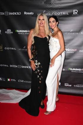 Venice, 82nd Venice International Film Festival 2025 - Evening 5 - Filming Italy Awards Ceremony. Pictured: Tiziana Rocca, Rocio Munoz Morales  Copyright: xManuelexMangiarotti PoolxPhotoxEventsx06x xipa-agency.netx xManuelexMangiarotti PoolxPhotoxEx IPA_Agency_IPA63793813