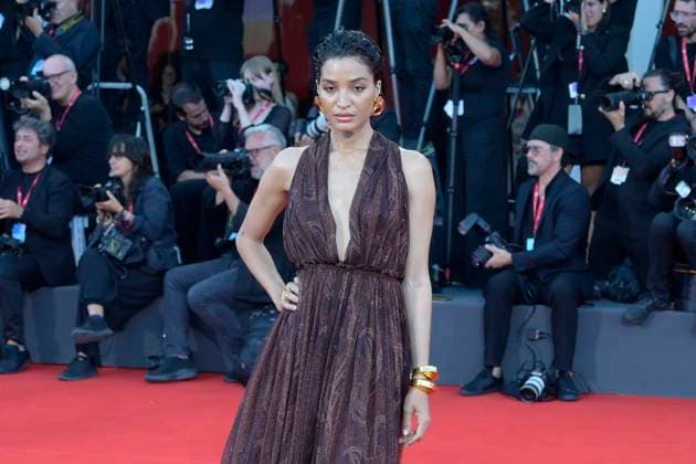 Father Mother Sister Brother red carpet in Venice Lido - 31 Aug 2025 Indya Moore attends the red carpet of film Father Mother Brother Sister at 82 Venice Film Festival at Palazzo del cinema. Venice Lido Italy Copyright: xMarioxCartellix xSOPAxImagesx _DSC4632