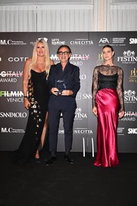 Venice, 82nd Venice International Film Festival 2025 - Evening 5 - Filming Italy Awards Ceremony. Pictured: Tiziana Rocca, Giovanni Esposito, and Sveva Mariani  Copyright: xManuelexMangiarotti PoolxPhotoxEventsx06x xipa-agency.netx xManuelexMangiarotti PoolxPhotoxEx IPA_Agency_IPA63793966