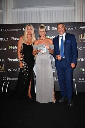 Venice, 82nd Venice International Film Festival 2025 - Evening 5 - Filming Italy Awards Ceremony. Pictured: Tiziana Rocca, Micaela Ramazzotti  Copyright: xManuelexMangiarotti PoolxPhotoxEventsx06x xipa-agency.netx xManuelexMangiarotti PoolxPhotoxEx IPA_Agency_IPA63795280