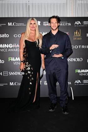 Venice, 82nd Venice International Film Festival 2025 - Evening 5 - Filming Italy Awards Ceremony. Pictured: Tiziana Rocca, Sebastiano Pigazzi  Copyright: xManuelexMangiarotti PoolxPhotoxEventsx06x xipa-agency.netx xManuelexMangiarotti PoolxPhotoxEx IPA_Agency_IPA63795604