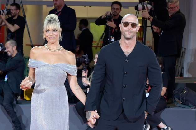 Filming Italy Venice Award red carpet in Venice Lido - 31 Aug 2025 Micaela Ramazzotti (l) and Clauio Pallitto (r) attend the red carpet of Filming Italy Venice Award at 82nd Venice Film Festival at Palazzo del Cinema. Venice Lido Italy Copyright: xMarioxCartellix xSOPAxImagesx _DSC4867