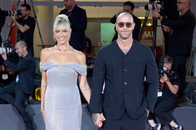 Filming Italy Venice Award red carpet in Venice Lido - 31 Aug 2025 Micaela Ramazzotti (l) and Clauio Pallitto (r) attend the red carpet of Filming Italy Venice Award at 82nd Venice Film Festival at Palazzo del Cinema. Venice Lido Italy Copyright: xMarioxCartellix xSOPAxImagesx _DSC4870