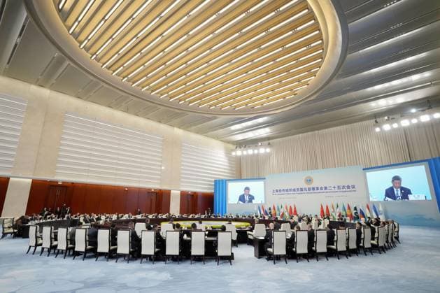 News Themen der Woche KW36 SCO summit in Tianjin Photo taken on Sept. 1, 2025, shows a meeting being held on the second day of the two-day summit of the Shanghai Cooperation Organization in Tianjin, China.  A14AA0004808193P