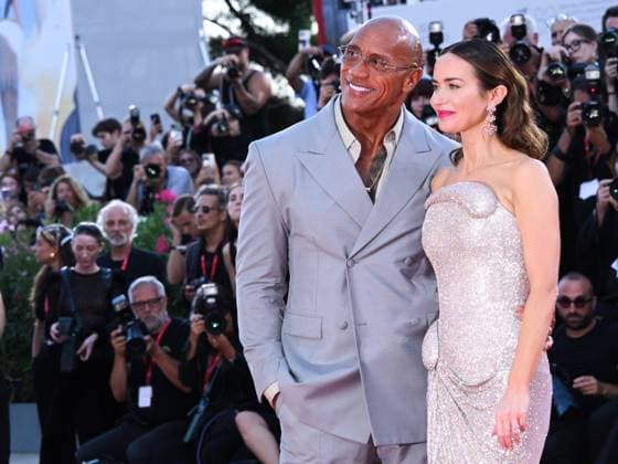 Venice, 82nd Venice International Film Festival 2025 - Evening 6, red carpet for the film The Smashing Machine. Pictured: Emily Blunt, Dwayne Johnson  Copyright: xAlbertoxTerenghix xipa-agency.netx xPoolxPhotoxEventsx06x IPA_Agency_IPA63882679