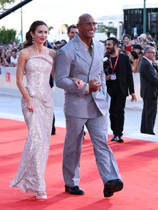 Venice, Italy: Venice, 82nd Venice International Film Festival 2025 - Evening 6, red carpet for the film The Smashing Machine. Pictured: Emily Blunt, Dwayne Johnson Venice Italy  - ZUMAp169 20250901_zea_p169_1252 Copyright: xAlbertoxTerenghix