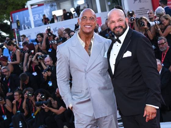Venice, Italy: Venice, 82nd Venice International Film Festival 2025 - Evening 6, red carpet for the film The Smashing Machine. Pictured: Dwayne Johnson, Mark Kerr Venice Italy  - ZUMAp169 20250901_zea_p169_1341 Copyright: xAlbertoxTerenghix