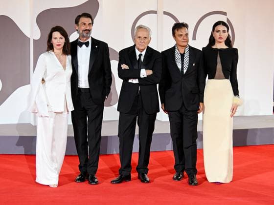 Venice, 82nd Venice International Film Festival 2025 - evening 6, red carpet of the film Portobello In the photo: Barbora Bobulova, Fabrizio Gifuni, Marco Bellocchio, Lino Musella, Romana Maggiora Vergano,  Copyright: xManuelexMangiarottix xipa-agency.netx xPoolxPhotoxEventsx06x IPA_Agency_IPA63887489