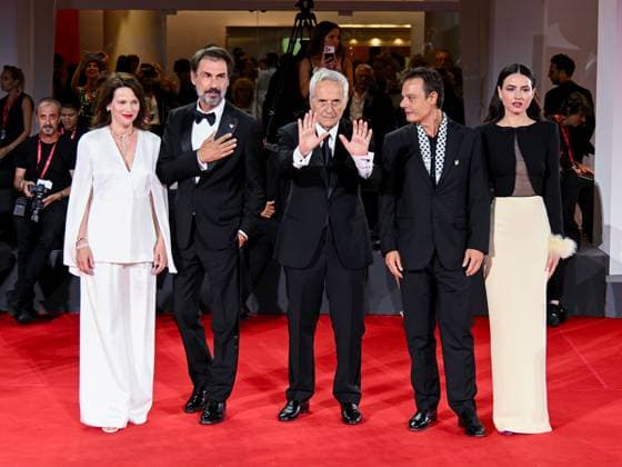 Venice, 82nd Venice International Film Festival 2025 - evening 6, red carpet of the film Portobello In the photo: Barbora Bobulova, Fabrizio Gifuni, Marco Bellocchio, Lino Musella, Romana Maggiora Vergano,  Copyright: xManuelexMangiarottix xipa-agency.netx xPoolxPhotoxEventsx06x IPA_Agency_IPA63887506
