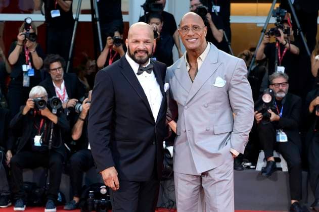 Mark Kerr and Dwayne Johnson at the premiere of the feature film The Smashing Machine at the Biennale di Venezia 2025 82 Venice International Film Festival at the Palazzo del Cinema Venice, 01 09 2025 Foto:xA.xM.xTinghinox xFuturexImagex machine_5773