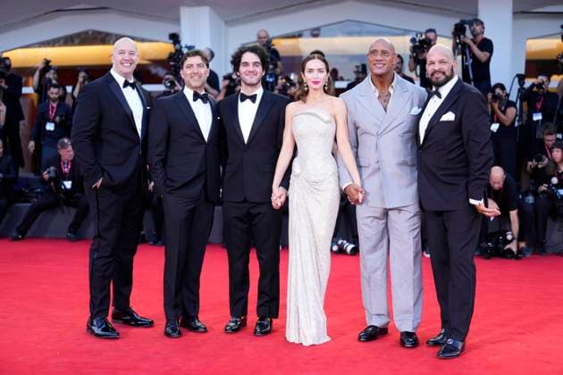 The Smashing Machine Red Carpet - The 82nd Venice International Film Festival - 01 Sep 2025 Hiram Garcia, Benny Safdie, Emily Blunt, Dwayne Johnson and Mark Kerr attend the The Smashing Machine red carpet during the 82nd Venice International Film Festival. Venice Lido Italy Copyright: xDanielexCifalax xSOPAxImagesx _CIF8079