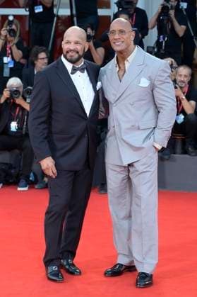 The Smashing machine red carpet in Italy - 01 Sept 2025 Mark Kerr (L) and Dwayne Johnson (R) attend the red carpet of the film The smashing machine at 82 Venice Film Festival at Palazzo del cinema. Venice Lido Italy Copyright: xMarioxCartellix xSOPAxImagesx _DSC5289