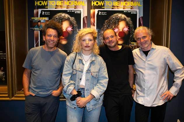 Daniel Bäldle, Luisa CÃ line Gaffron, Florian Pochlatko and Stephan Winkler at the premiere of the movie How to Be Normal at the Metropol Düsseldorf, 02 09 2025 Foto:xI.xEdingerx xFuturexImagex normal_5916