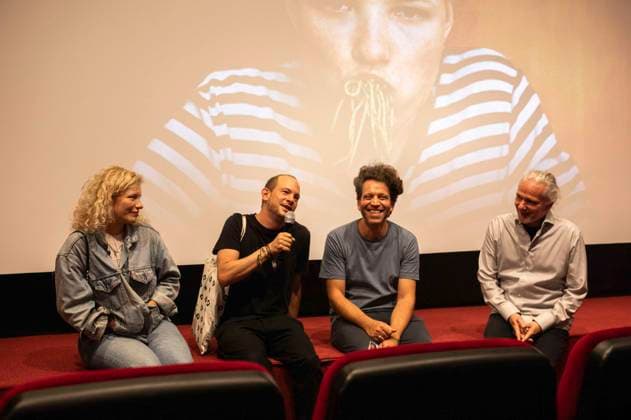 Luisa Ceine Gaffron, Florian Pochlatko, Daniel Bäldle and Stephan Winkler at the premiere of the movie How to Be Normal at Metropol Düsseldorf, 02 09 2025 Foto:xI.xEdingerx xFuturexImagex normal_5938