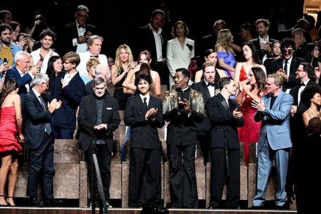 Venice, Italy: Venice, 82nd Venice International Film Festival 2025, - Evening 7 - Campari Passion for Film Award to Gus Van Sant. Pictured: Gus Van Sant, Colman Domingo, Vinh Nguyen, Venice Italy  - ZUMAp169 20250902_zea_p169_2316 Copyright: xSimonexComi PoolxxEventsx06x