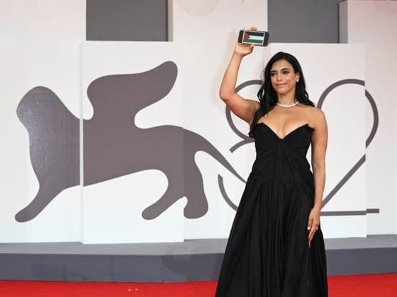 Venice, 82nd Venice International Film Festival 2025 - evening 7 - red carpet Diva E Donna In the photo: Ester Pantono pro Palestine  Copyright: xSimonexComix xipa-agency.netx xPoolxPhotoxEventsx06x IPA_Agency_IPA63974881