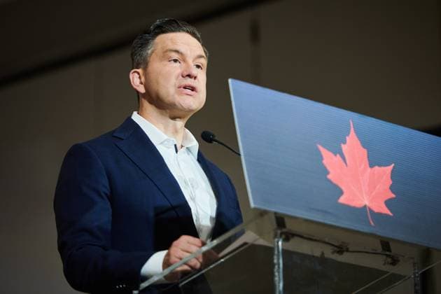 September 3, 2025, Mississauga, On, Canada: Conservative Leader Pierre Poilievre speaks at a press conference in Mississauga, Ont., on Wednesday, Sept. 3, 2025. Mississauga Canada  - ZUMAc35_ 20250903_zaf_c35_001 Copyright: xSammyxKoganx