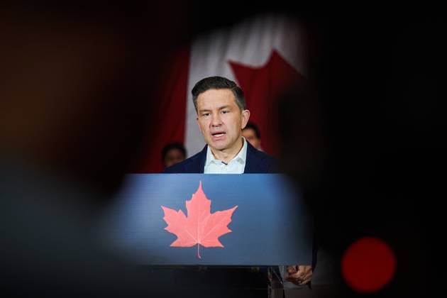September 3, 2025, Mississauga, On, Canada: Conservative Leader Pierre Poilievre speaks at a press conference in Mississauga, Ont., on Wednesday, Sept. 3, 2025. Mississauga Canada  - ZUMAc35_ 20250903_zaf_c35_007 Copyright: xSammyxKoganx