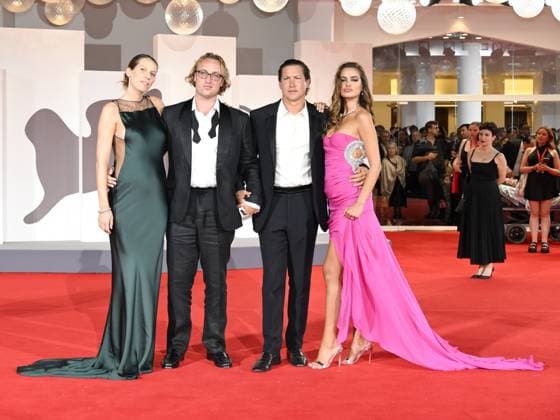 Venice, Italy: Venice, 82nd Venice International Film Festival 2025 - evening 8. Red Carpet of the film In The Hand Of Dante In the photo Olmo Schnabel, Guest, Vito Schnabel and Helena Althof Venice Italy  - ZUMAp169 20250903_zea_p169_1732 Copyright: xSimonexComix