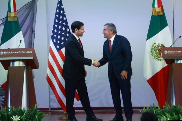 Press conference - U.S. Secretary of State Marco Rubio in Mexico MEXICO CITY, MEXICO - SEPTEMBER 03: U.S. Secretary of State Marco Rubio (L) and Mexico s Secretary of Foreign Affairs Juan Ramon de la Fuente attend a joint press conference at the facilities of the Secretariat of Foreign Affairs (SRE), in Mexico City, Mexico on September 03, 2025. Daniel Cardenas Anadolu Mexico City Mexico. Editorial use only. Please get in touch for any other usage.  Copyright: x2025xAnadoluxDanielxCardenasx