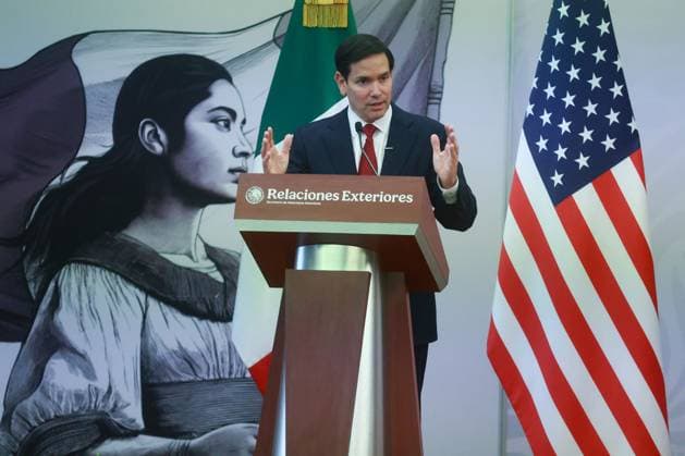 Press conference - U.S. Secretary of State Marco Rubio in Mexico MEXICO CITY, MEXICO - SEPTEMBER 03: U.S. Secretary of State Marco Rubio and Mexico s Secretary of Foreign Affairs Juan Ramon de la Fuente (not pictured) attend a joint press conference at the facilities of the Secretariat of Foreign Affairs (SRE), in Mexico City, Mexico on September 03, 2025. Daniel Cardenas Anadolu Mexico City Mexico. Editorial use only. Please get in touch for any other usage.  Copyright: x2025xAnadoluxDanielxCardenasx