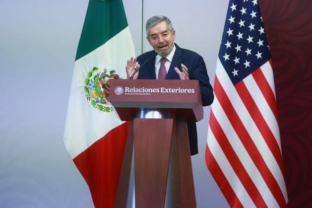 Press conference - U.S. Secretary of State Marco Rubio in Mexico MEXICO CITY, MEXICO - SEPTEMBER 03: Mexico s Secretary of Foreign Affairs Juan Ramon de la Fuente and U.S. Secretary of State Marco Rubio (not pictured) attend a joint press conference at the facilities of the Secretariat of Foreign Affairs (SRE), in Mexico City, Mexico on September 03, 2025. Daniel Cardenas Anadolu Mexico City Mexico. Editorial use only. Please get in touch for any other usage.  Copyright: x2025xAnadoluxDanielxCardenasx