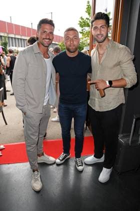 Marco Cerullo, Filip Pavlovic, Lorik Bunjaku at the LOVE ISLAND VIP cinema preview at Cinenova in Cologne on 03 09 2025