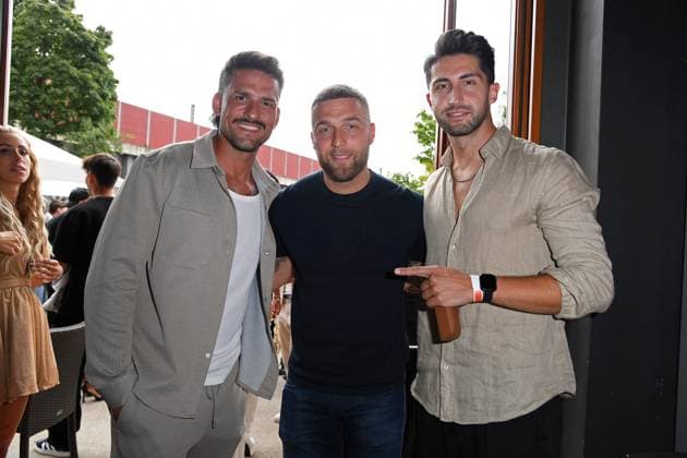 Marco Cerullo, Filip Pavlovic, Lorik Bunjaku at the LOVE ISLAND VIP cinema preview at Cinenova in Cologne on 03 09 2025