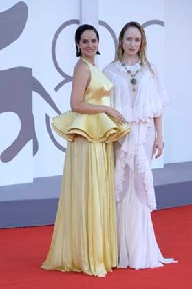 Duse red carpet in Venice Lido, Italy - 03 Sep 2025 Noemi Merlant (l) and Fanni Wrochn (r) attend the Duse red carpet during 82nd Venice Film Festival in Venice Lido at Palazzo del cinema. Venice Lido Italy Copyright: xMarioxCartellix xSOPAxImagesx _DSC6215