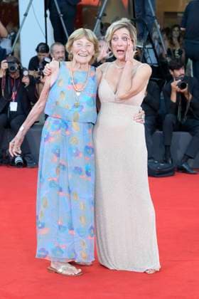 Duse red carpet in Venice Lido, Italy - 03 Sep 2025 Marisa Borini (l) and Valeria Bruni Tedeschi (r) attend the Duse red carpet during 82nd Venice Film Festival in Venice Lido at Palazzo del cinema. Venice Lido Italy Copyright: xMarioxCartellix xSOPAxImagesx _DSC6170