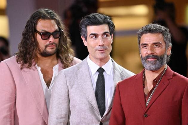 Venice In The Hand of Dante Premiere AM Jason Momoa, Louis Cancelmi and Oscar Isaac attending the In The Hand of Dante Premiere as part of the 82nd Venice International Film Festival at the Lido in Venice, Italy on September 03, 2025. Photo by Aurore Marechal ABACAPRESS.COM Venice Italy  Copyright: xMarechalxAurore ABACAx