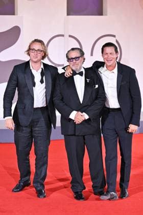 Venice In The Hand of Dante Premiere AM Olmo Schnabel, Julian Schnabel, Vito Schnabel attending the In The Hand of Dante Premiere as part of the 82nd Venice International Film Festival at the Lido in Venice, Italy on September 03, 2025. Photo by Aurore Marechal ABACAPRESS.COM Venice Italy  Copyright: xMarechalxAurore ABACAx