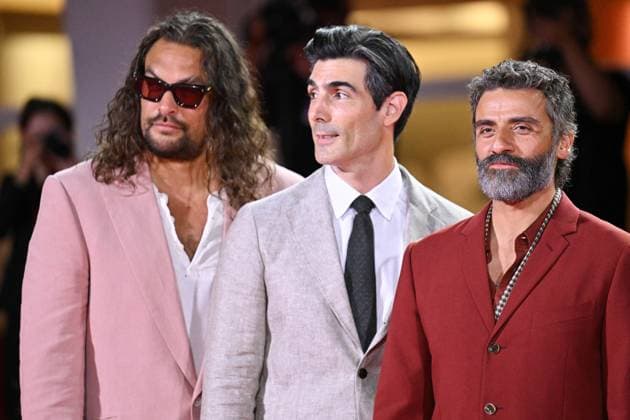 Venice In The Hand of Dante Premiere AM Jason Momoa, Louis Cancelmi and Oscar Isaac attending the In The Hand of Dante Premiere as part of the 82nd Venice International Film Festival at the Lido in Venice, Italy on September 03, 2025. Photo by Aurore Marechal ABACAPRESS.COM Venice Italy  Copyright: xMarechalxAurore ABACAx