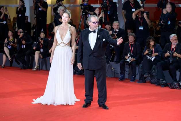 In the hand of Dante red carpet in Venice Lido, Italy - 03 Sept 2025 Louise Kugelberg (l) and Julin Schnabel (r) the In the hand of Dante red carpet during the 82nd Venice Film Festival at Palazzo del cinema. Venice Lido Italy Copyright: xMarioxCartellix xSOPAxImagesx _DSC6504