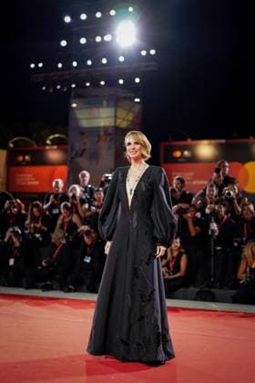 In the Hand of Dante red carpet during the 82nd Venice International Film Festival in Venice, Italy on 03 September 2025. Emanuela Fanelli attends the In the Hand of Dante red carpet during the 82nd Venice International Film Festival in Venice, Italy on 03 September 2025., Credit:Stefano Costantino TTL Avalon Italy, Venice  Copyright: xStefanoxCostantinoxTTLx xAvalonx 1033953425