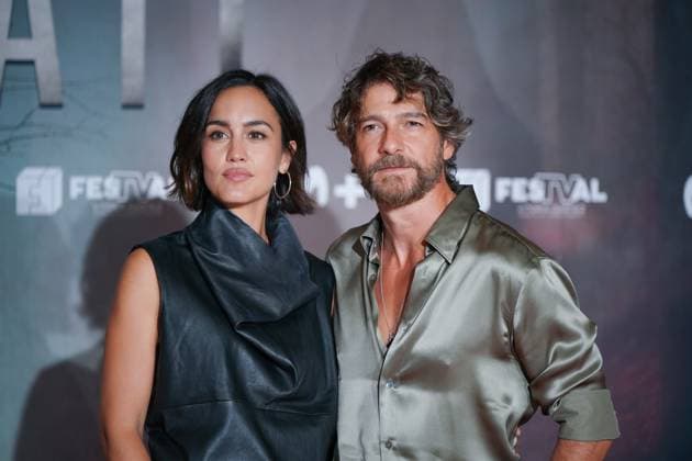 Movistar Plus presents La Caza Irati at the XVII edition of FesTVal de Vitoria Actress Megan Montaner and actor Félix Gómez pose on the orange carpet at the XVII edition of FesTVal de Vitoria, at the Palacio de Congresos Europa, on September 4, 2025, in Vitoria Gastéiz, Álava, Basque Country Spain Today, September 4, the fourth season of the series created by Agustín Martínez, scriptwriter and one of the three writers who sign as Carmen Mola This one is called La Caza Irati, which comes after Monteperdido, Tramuntana and Guadiana 04 SEPTEMBER 2025 FESTIVAL VITORIA ÁLAVA BASQUE COUNTRY In Vitoria, Ãlava Basque Country Vitoria, Ãlava Basque Country Spain Copyright: xInakixBerasalucex 6932405