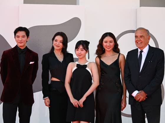 Venice, 82nd Venice International Film Festival 2025 - evening 9. Red carpet of the film NÜHAI (GIRL) - In the photo: Roy Chiu, 9m88, Shu Qi and Bai Xiao-Ying, ALBERTO BARBERA  Copyright: xManuelexMangiarottix xipa-agency.netx xPoolxPhotoxEventsx06x IPA_Agency_IPA64122600