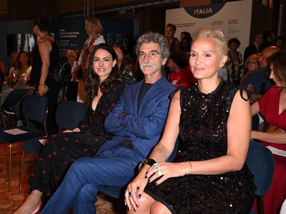 Venice, ITALY: Venice, 82nd Venice International Film Festival 2025 - evening 9 - 11th Women in Cinema Award Ceremony - In the photo: ROMANA MAGGIORA VERGANO, Silvio Soldini, Julia Ducournau Venice ITALY  - ZUMAp169 20250904_zea_p169_1042 Copyright: xManuelexMangiarottix