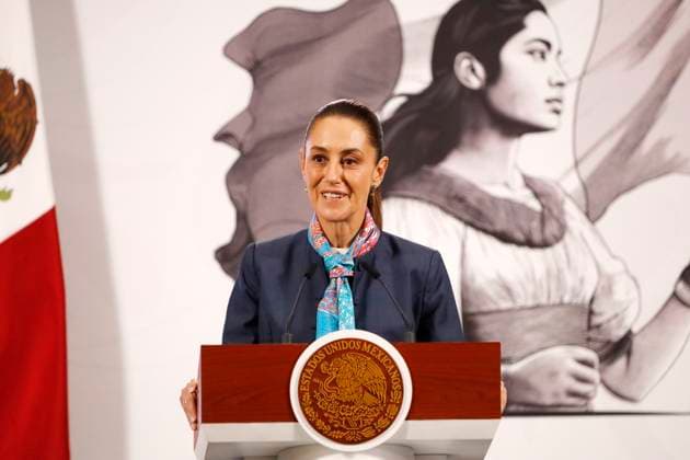 Mexico™s President Claudia Sheinbaum Holds Briefing Mexican President Claudia Sheinbaum Pardo speaks during a press conference about her meeting with US Secretary of State Marco Rubio, in which they discussed the fight against drug trafficking, at the National Palace. on September 4, 2025, in Mexico City, Mexico. (Photo by Luis Barron Eyepix Group) Copyright: xLuisxBarronx xEyepixxGroupx LB_04092025_167098