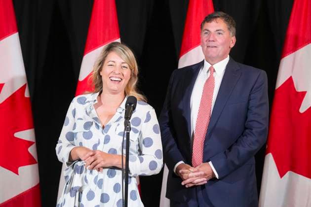 September 4, 2025, Toronto, On, CAN: Melanie Joly, Minister of Industry, and Dominic LeBlanc Minister responsible for Canada-U.S.Trade, and Intergovernmental Affairs speak to the media at the Liberal cabinet retreat in Toronto on Thursday September 4, 2025. Toronto CAN  - ZUMAc35_ 20250904_zaf_c35_028 Copyright: xChrisxYoungx