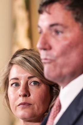 September 4, 2025, Toronto, On, CAN: Minister of Industry Melanie Joly, left, and Dominic LeBlanc Minister responsible for Canada-U.S.Trade and Intergovernmental Affairs speak to the media at the Liberal cabinet retreat, in Toronto, on Thursday, Sept. 4, 2025. Toronto CAN - ZUMAc35_ 20250904_zaf_c35_036 Copyright: xChrisxYoungx