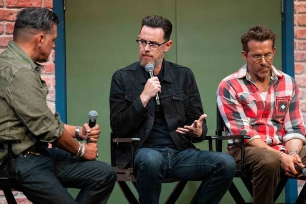 September 4, 2025, Toronto, On, Canada: Director Colin Hanks and producer Ryan Reynolds speak with George Stroumboulopoulos at a press conference for the film John Candy: I Like Me, prior to the filmoÂ¢Ã¢öÂ¬AÂ¡oÆ’Ã¢â‚¬Å¾oÆ’Ã‚Â s premiere, at the Toronto International Film Festival in Toronto on Thursday, September 4, 2025. Toronto Canada  - ZUMA Sep 20250904_zaf_c35_041 Copyright: xArlynxMcadoreyx