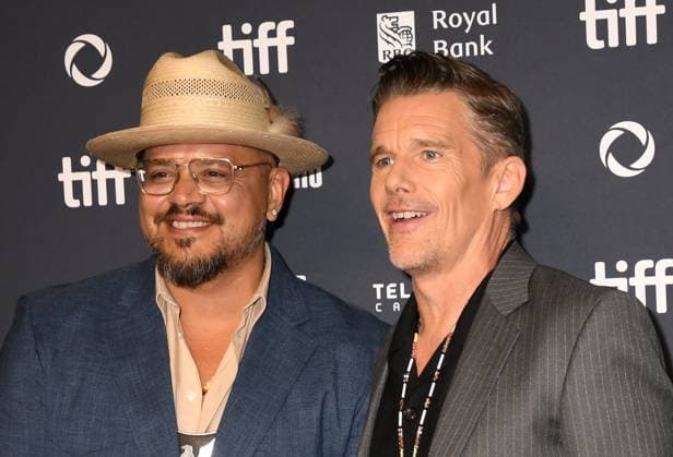 TORONTO, CA - SEPTEMBER 4: Sterlin Harjo and Ethan Hawke at The Lowdown Premiere during the 2025 Toronto International Film Festival on September 4, 2025 at TIFF Lightbox in Toronto, Canada. Copyright: xMediaPunchx
