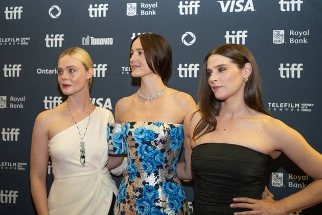 September 4, 2025, Toronto, Ontario, Canada: (L-R) Elle Fanning, Renate Reinsve and Inga Ibsdotter Lilleaas attend the red carpet for the Sentimental Value premiere during the 2025 Toronto International Film Festival at Roy Thomson Hall. on September 4, 2025 in Toronto, Canada. Toronto Canada - ZUMAe321 20250904_zea_e321_149 Copyright: xLeonardoxRamirezx
