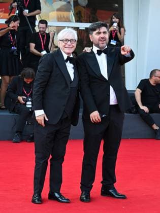 Venice, 82nd Venice International Film Festival 2025 - Evening 10. Red Carpet for the film Nino. 18 Days. Pictured: Nino D Angelo with his son Tony Antonio D Angelo.  Copyright: xManuelexMangiarottix xipa-agency.netx xPoolxPhotoxEventsx06x IPA_Agency_IPA64221969