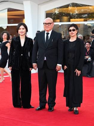 Venice, 82nd Venice International Film Festival 2025 - Evening 10. Red Carpet of the Film Ri Gua Zhong Tian (The Sun Rises On Us All) . In the photo Ma Shuang, Cai Shangjun, Han Nianjin  Copyright: xManuelexMangiarottix xipa-agency.netx xPoolxPhotoxEventsx06x IPA_Agency_IPA64226290