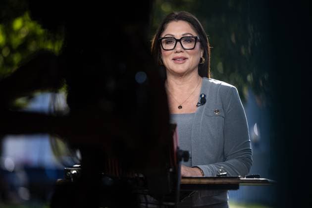 White House Labor Secretary Lori Chavez-DeRemer gives a television interview outside the White House Sept. 5, 2025. Photo by Francis Chung Pool ABACAPRESS.COM Washington District of Columbia United States  Copyright: xPool ABACAx
