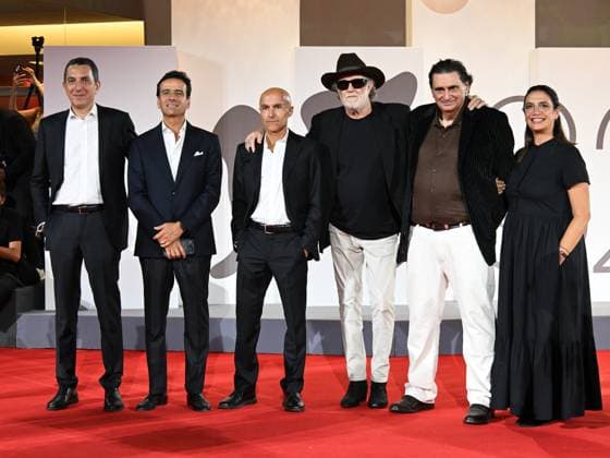 Venice, 82nd Venice International Film Festival 2025 - Evening 10. Red Carpet of the film Francesco De Gregori Nevergreen . Pictured: Francesco De Gregori, Stefano Pistolini  Copyright: xManuelexMangiarottix xipa-agency.netx xPoolxPhotoxEventsx06x IPA_Agency_IPA64230933