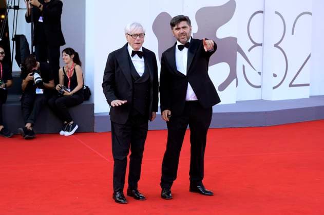 Nino D Angelo with son Toni D Angelo at the premiere of the documentary Nino 18 Giorni at the Biennale di Venezia 2025 82 Venice International Film Festival at the Palazzo del Cinema Venice, 05 09 2025 Foto:xA.xM.xTinghinox xFuturexImagex nino_5911