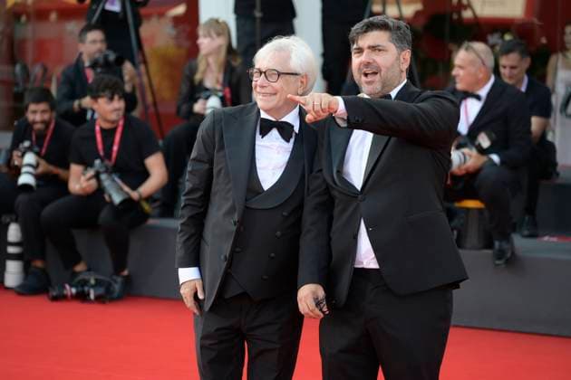The sun rises on us all red carpet in Venice Lido - 05 Sep 2025 Toni D Angelo (r) and Nino D Angelo (l) attend The sun rises on us all red carpet during the 82nd Venice Film Festival at Palazzo del Cinema. Venice Lido Italy Copyright: xMarioxCartellix xSOPAxImagesx _DSC7039
